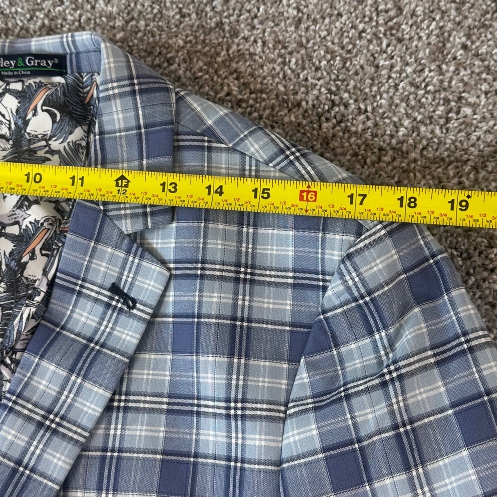 Paisley & Gray Blazer Mens 42R Plaid Slim Fit Cotton Stretch Sport Coat Preppy - Picture 7 of 11